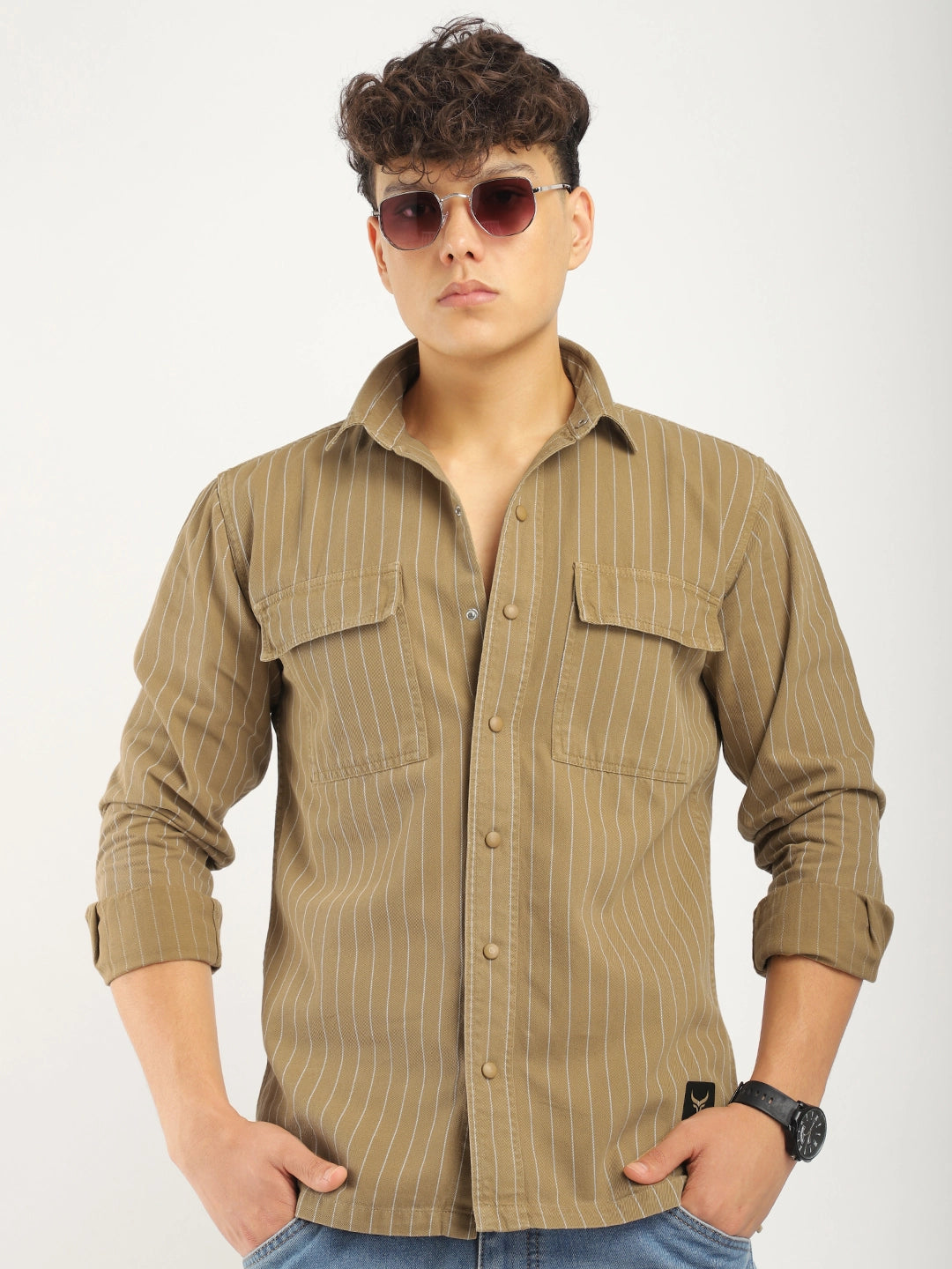 Denim Khaki Full Sleeve Shirt