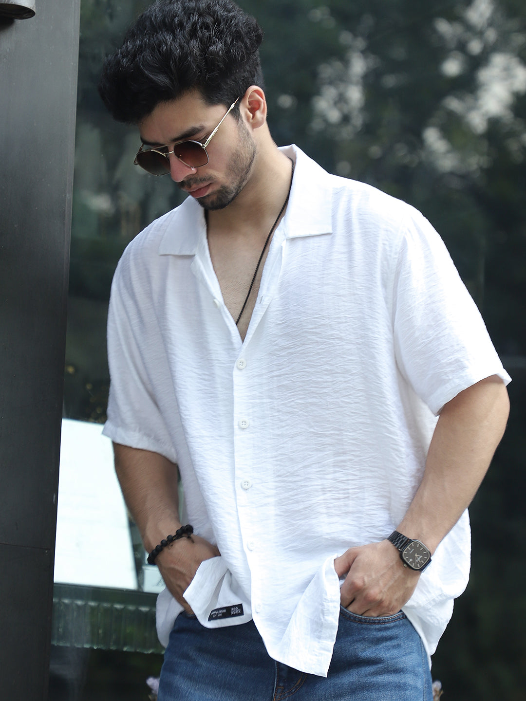 Midnight Command White  Plain Shirt