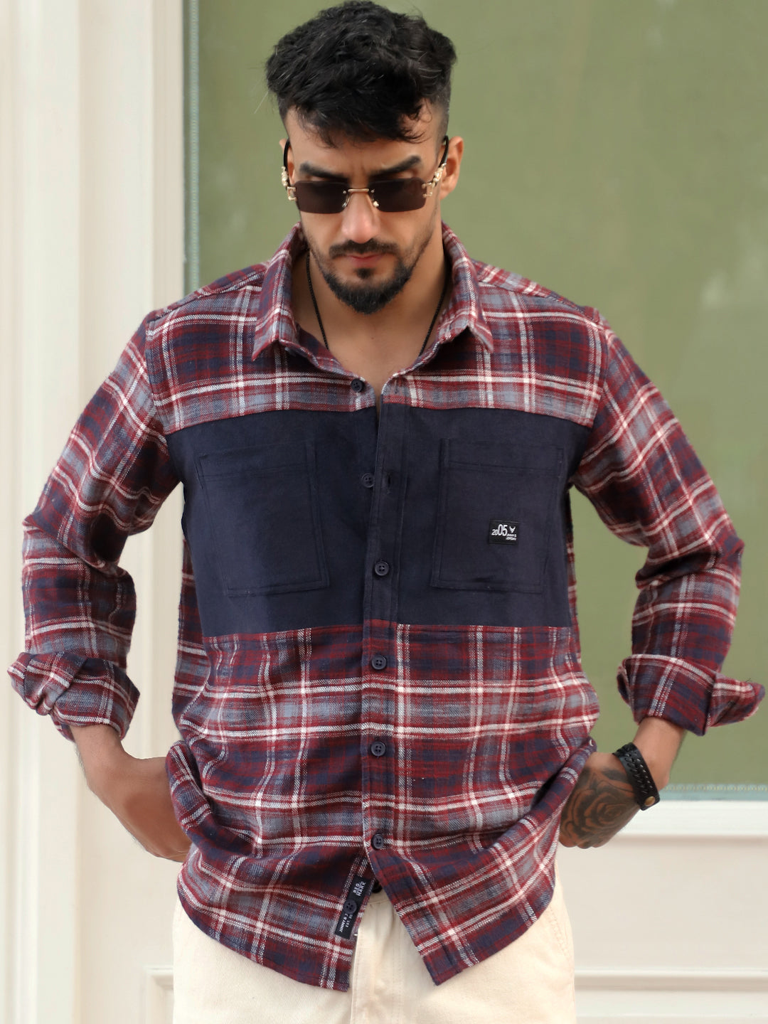 Thunderbird Maroon Check Full Sleeve Shirt