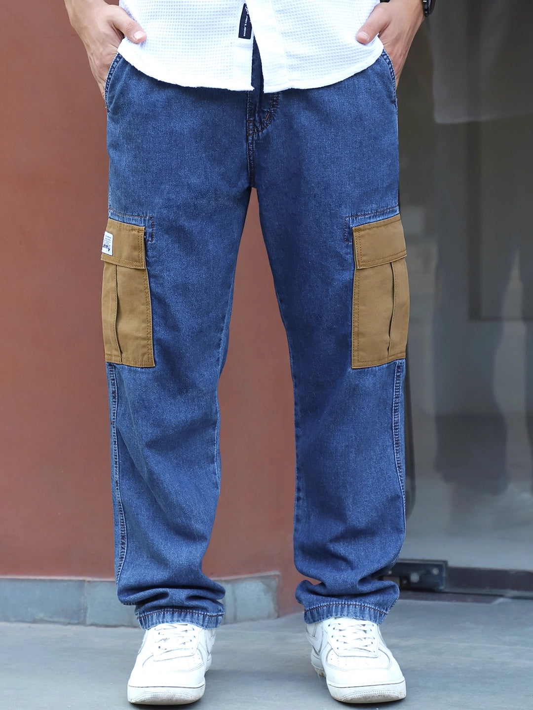 Mezzanotte Dark Blue Baggy Fit Denim Cargo
