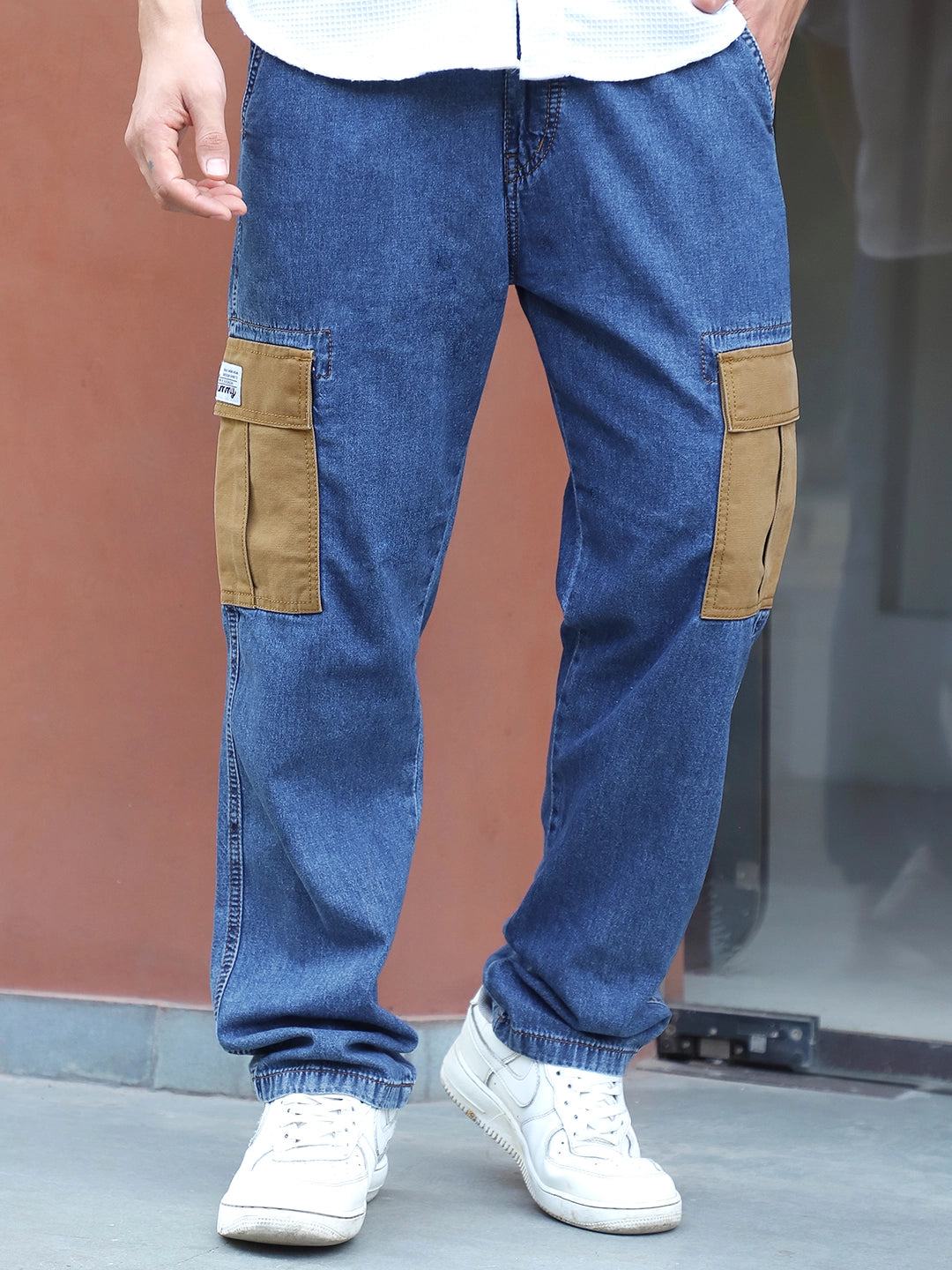 Mezzanotte Dark Blue Baggy Fit Denim Cargo