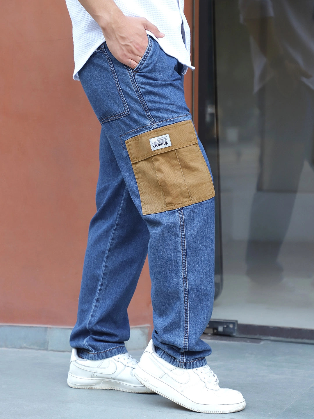 Mezzanotte Dark Blue Baggy Fit Denim Cargo