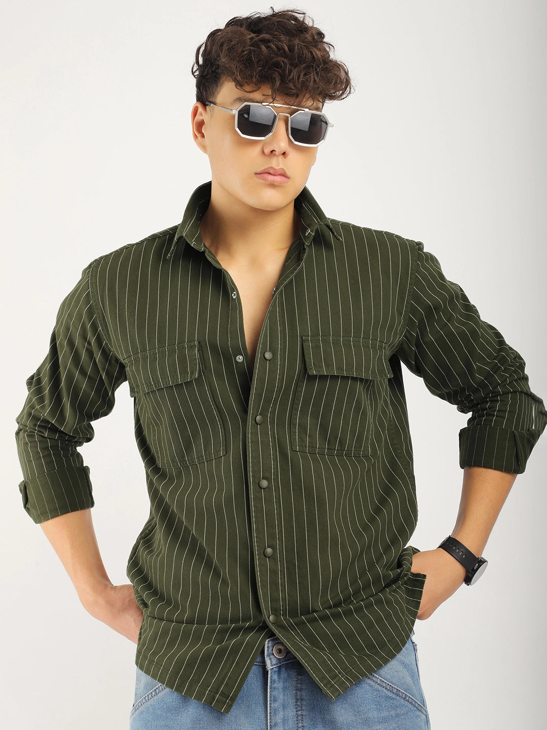 Denim Dark Green Full Sleeve Shirt