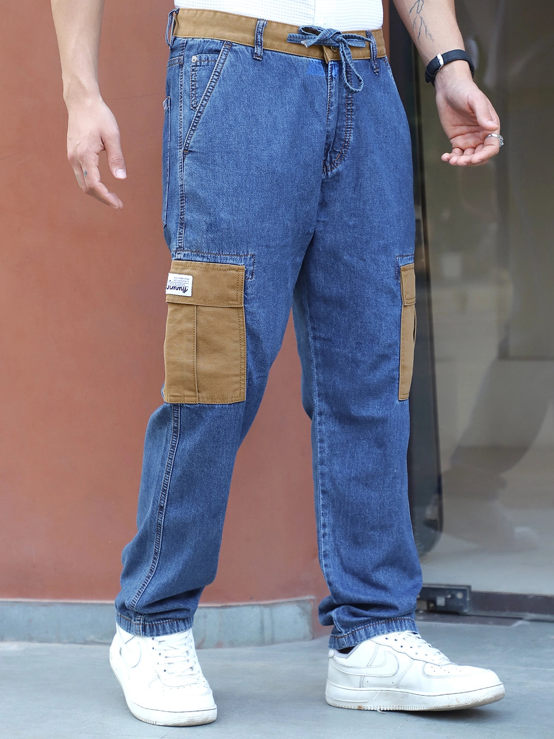 Mezzanotte Dark Blue Baggy Fit Denim Cargo