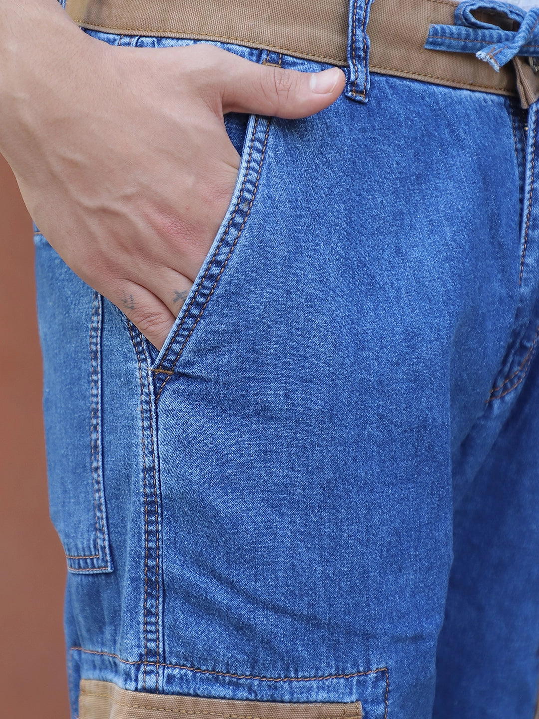 Mezzanotte Dark Blue Baggy Fit Denim Cargo
