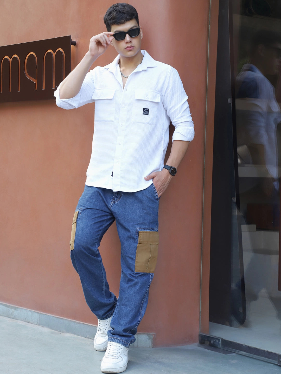 Mezzanotte Dark Blue Baggy Fit Denim Cargo