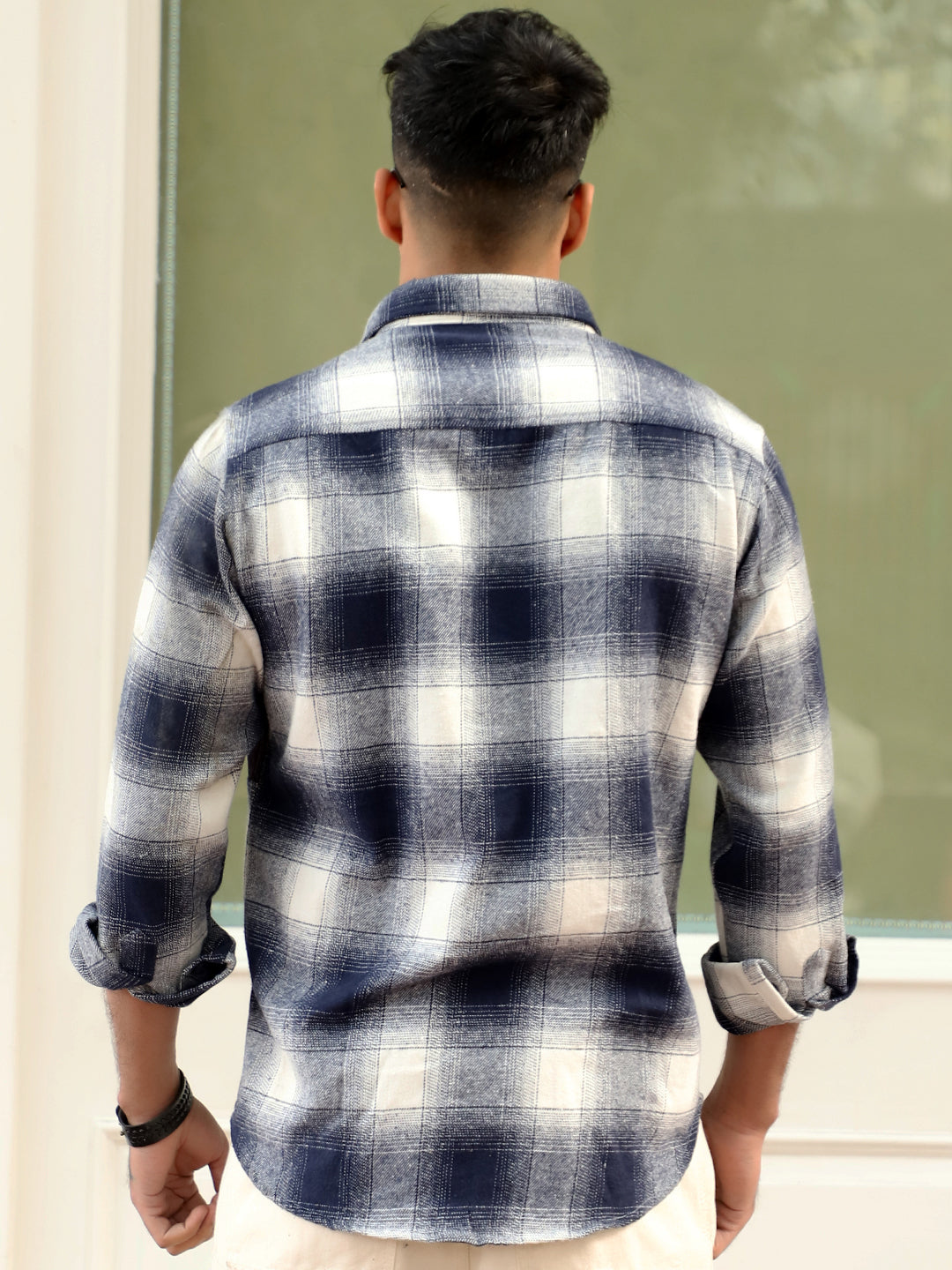 Thunderbird Navy Blue Check Full Sleeve Shirt