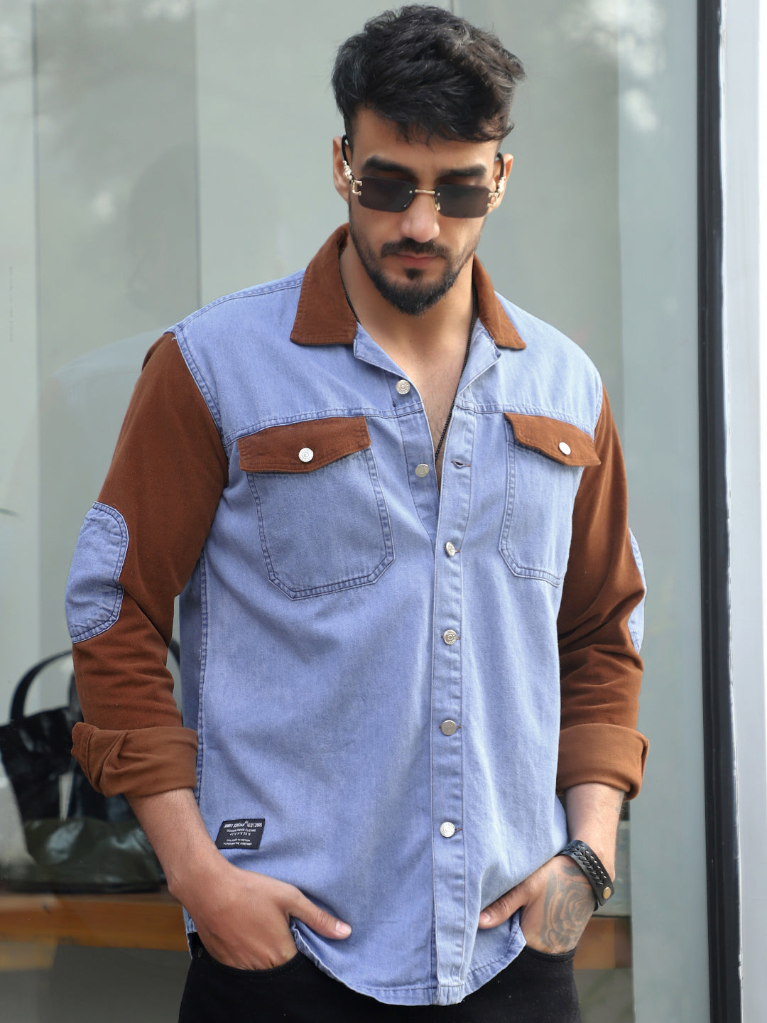 Luxe Fit Sapphire Blue Washed Denim Shirt