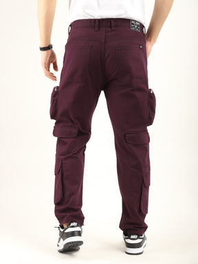 Boombox Wine Red Baggy Fit Cotton Cargo