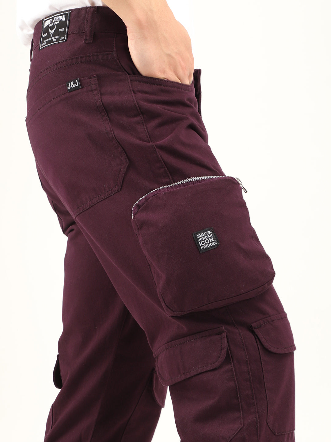 Boombox Wine Red Baggy Fit Cotton Cargo