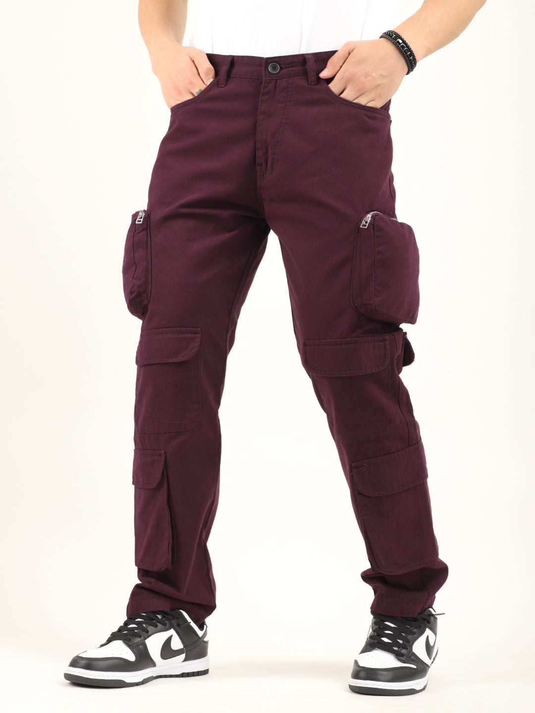 Boombox Wine Red Baggy Fit Cotton Cargo