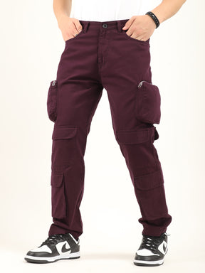 Boombox Wine Red Baggy Fit Cotton Cargo