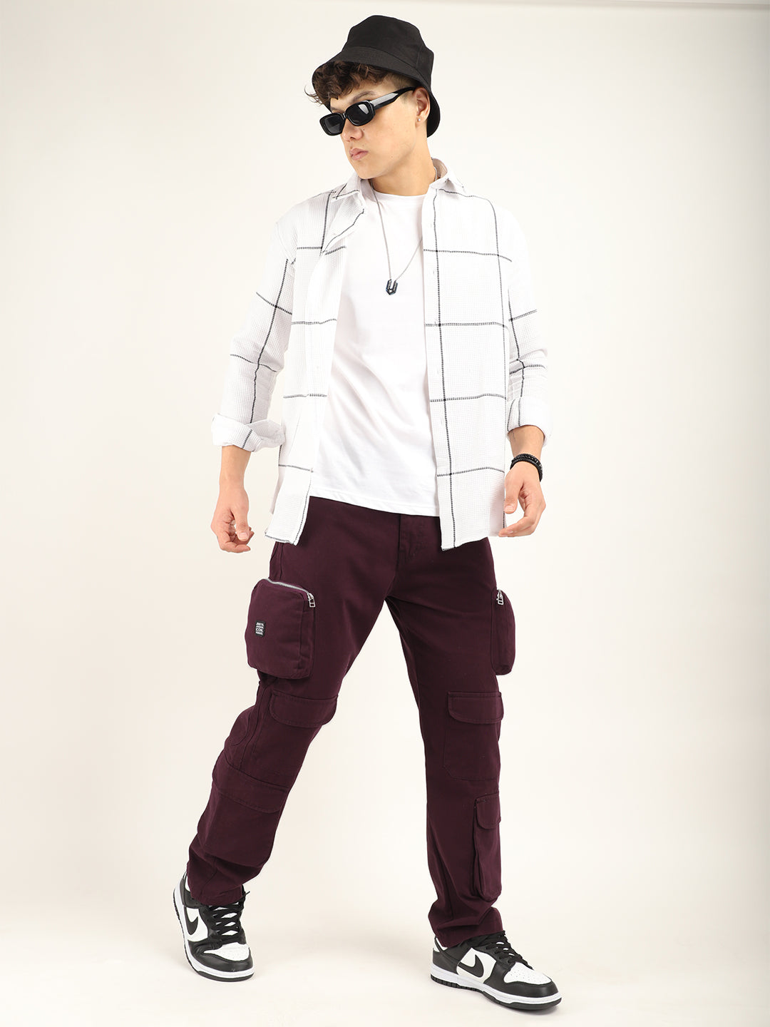 Boombox Wine Red Baggy Fit Cotton Cargo