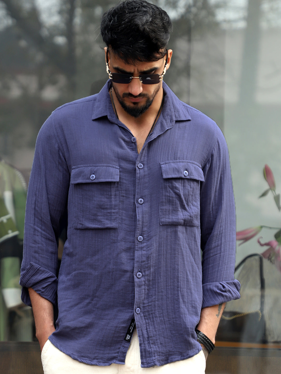 Vero Vibe Lucas Double Clothe Yale Blue Shirt