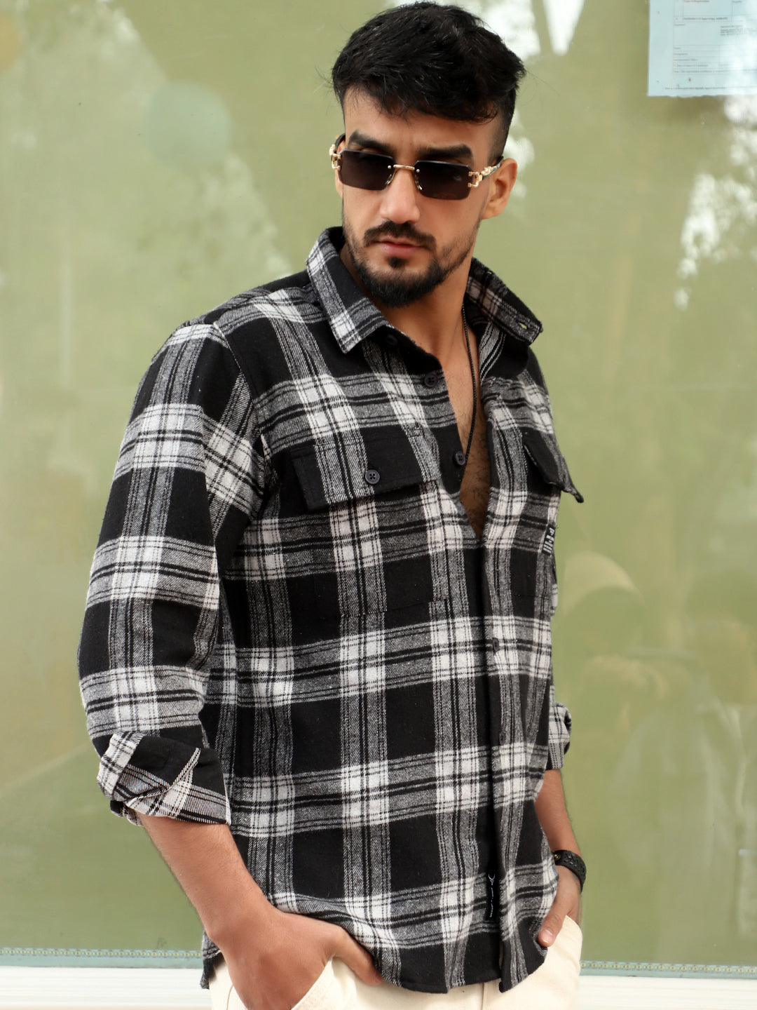 IronHawk Black Check Full Sleeve Shirt