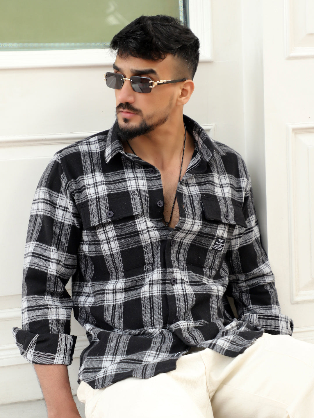 IronHawk Black Check Full Sleeve Shirt