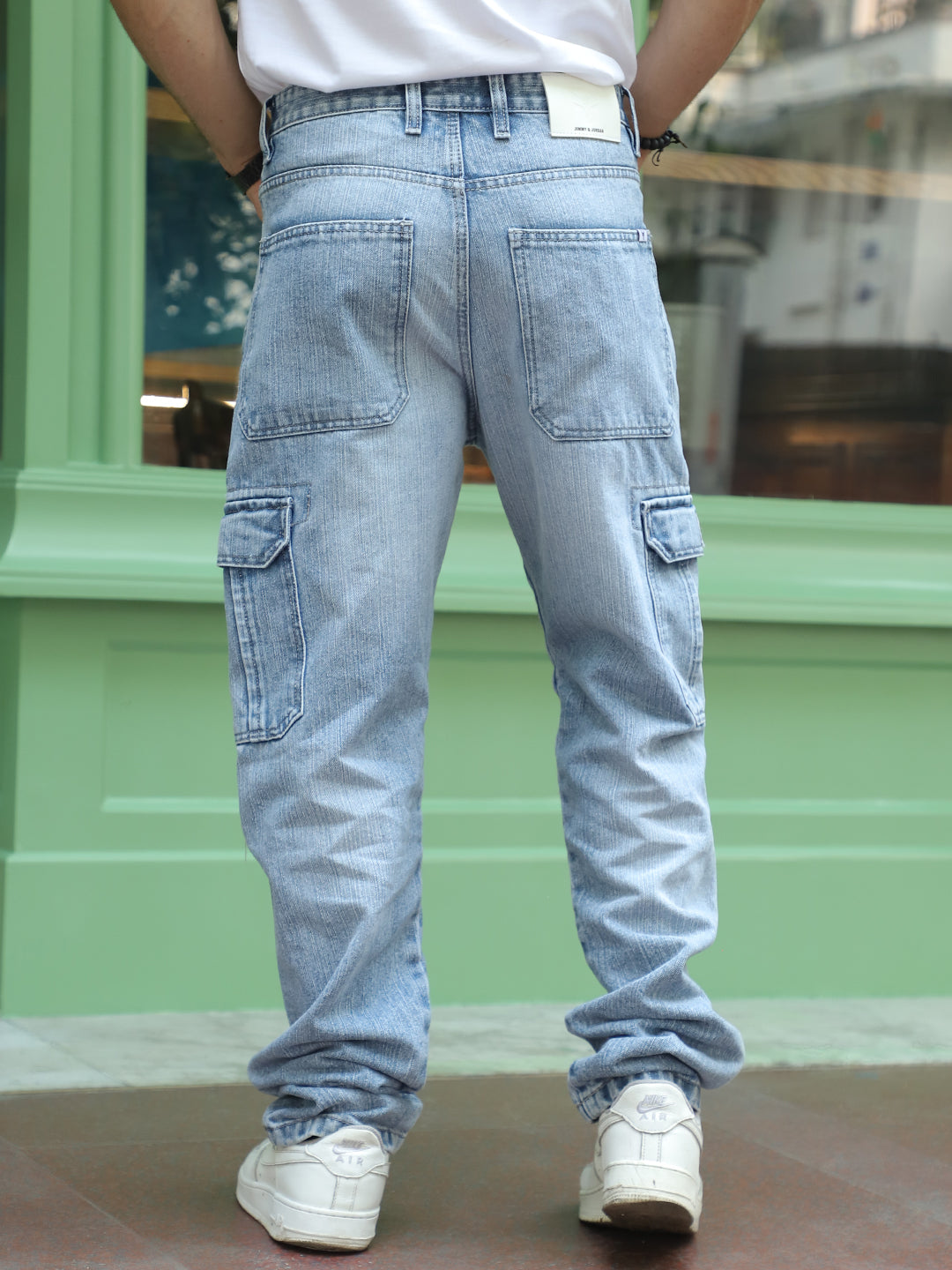 Caventor Ice Blue Baggy Fit Denim Cargo