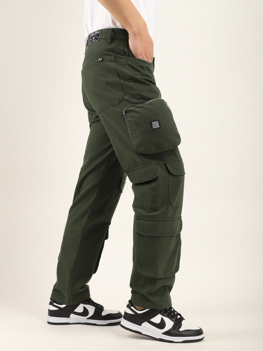 Boombox Green Baggy Fit Cotton Cargo