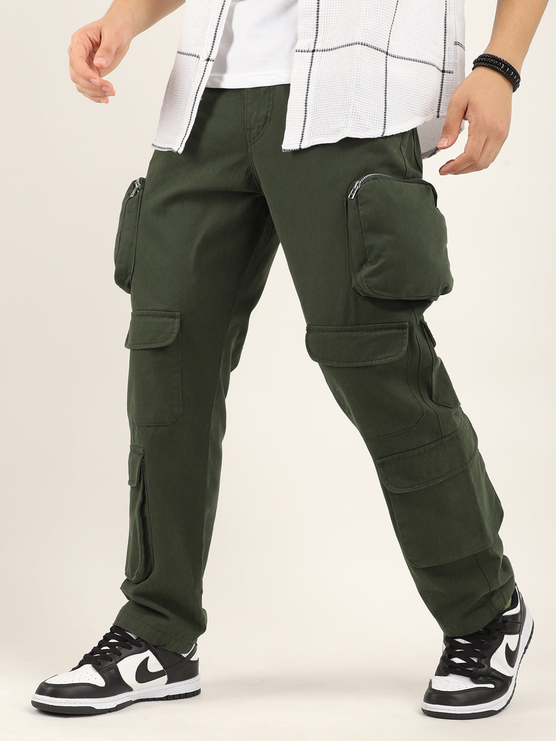 Boombox Green Baggy Fit Cotton Cargo