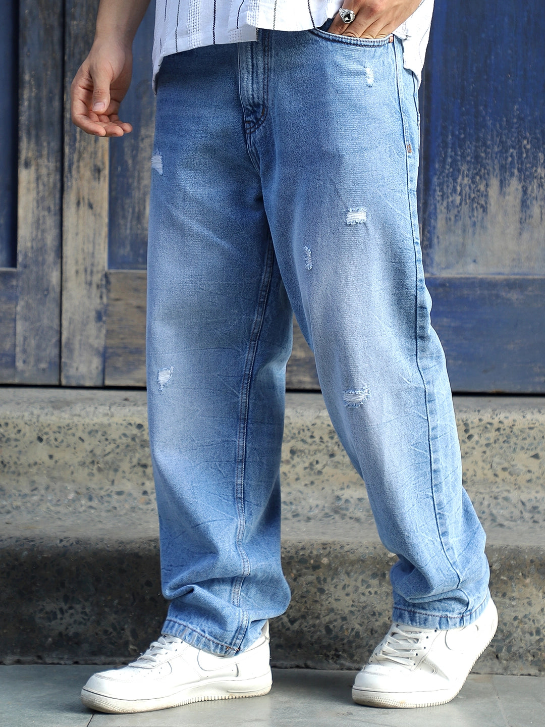 Darkforce Light Blue Baggy Fit Jeans