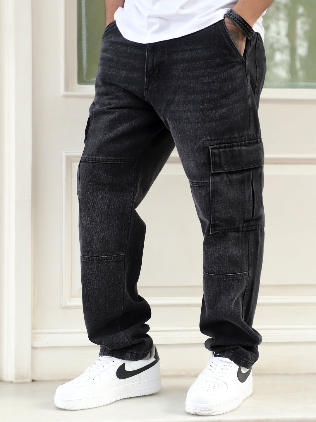 Twilight Fade Charcoal Grey Denim Cargo