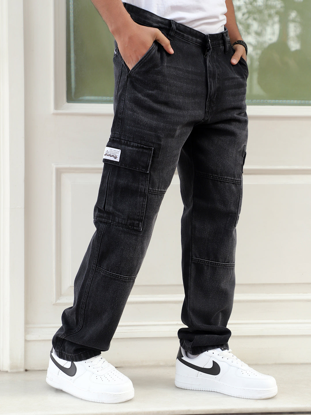 Twilight Fade Charcoal Grey Denim Cargo