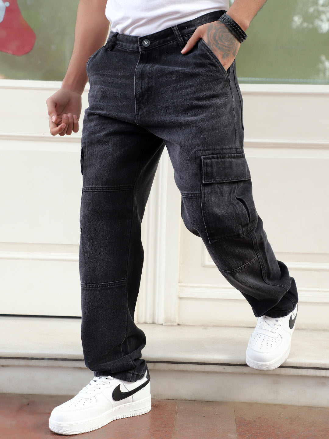 Twilight Fade Charcoal Grey Denim Cargo