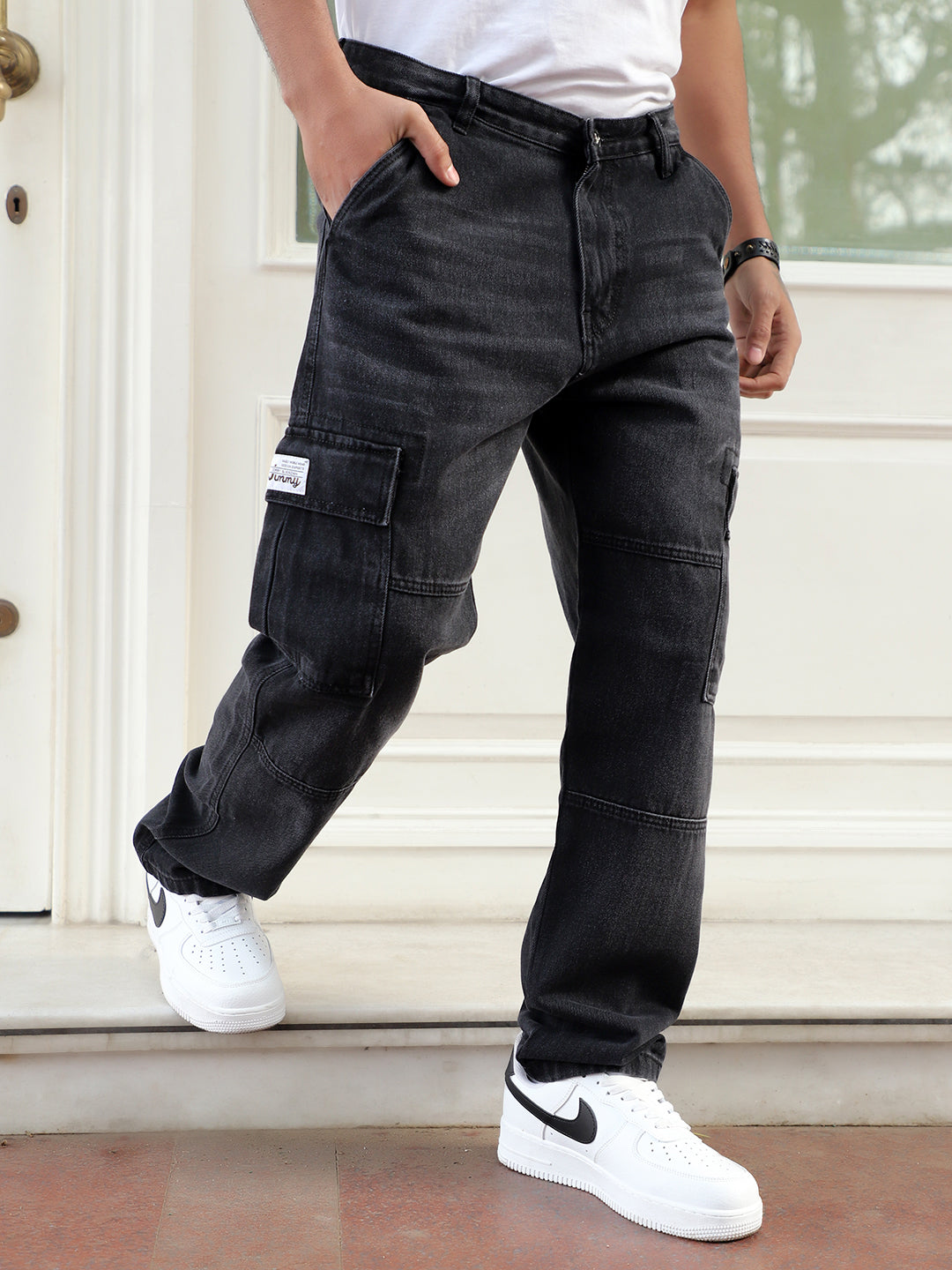 Twilight Fade Charcoal Grey Denim Cargo
