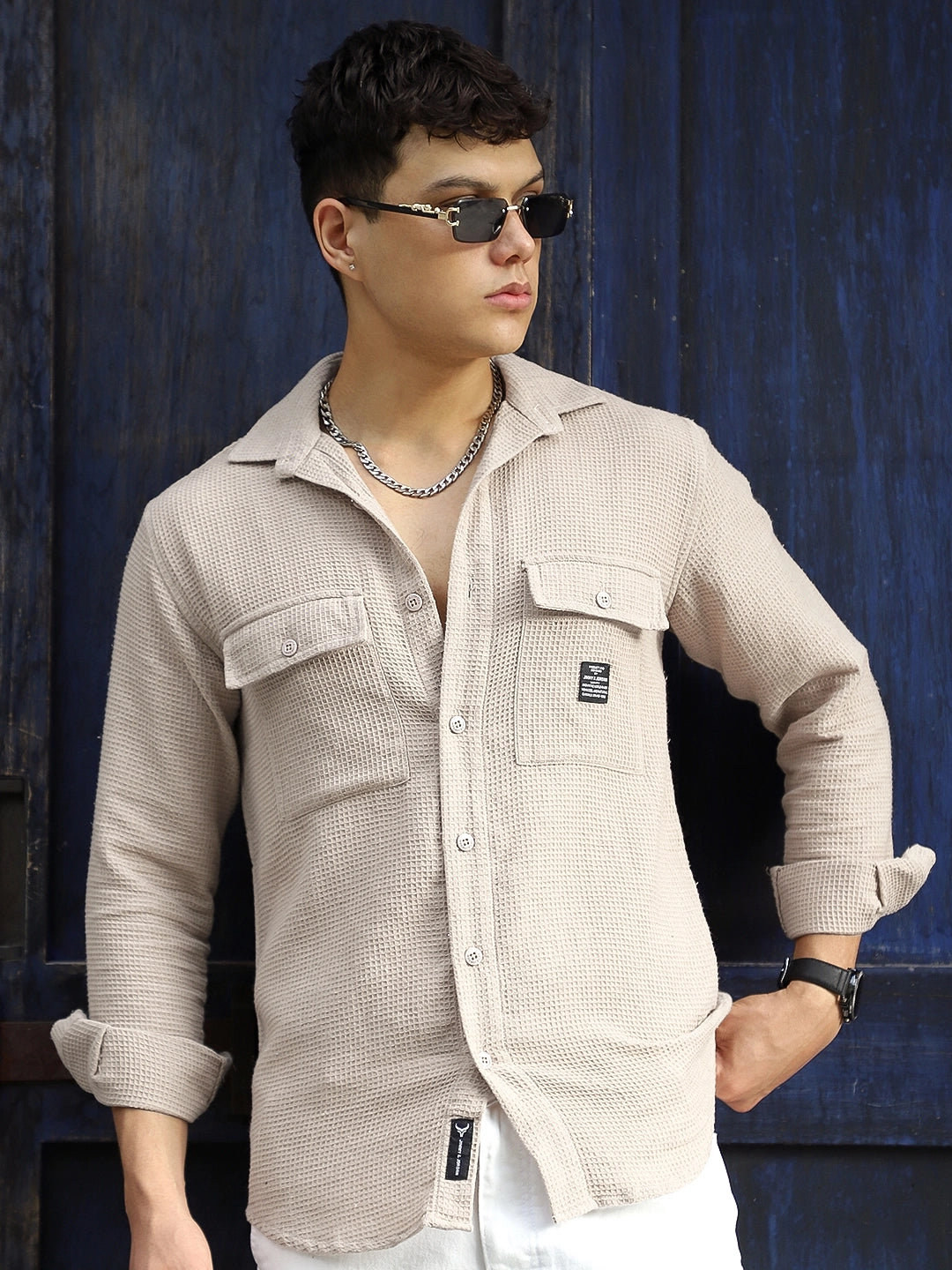 Tuscan Beige Texture Full Sleeve Shirt