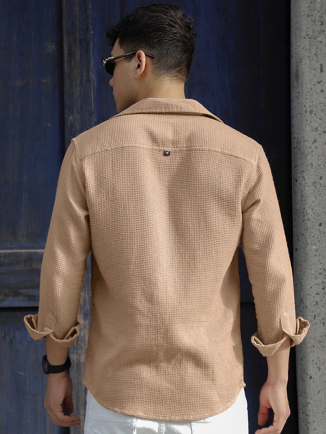 Tuscan Almond Brown Texture Full Sleeve Shirt
