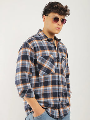 Grafton Brushed Sky Blue Check Full Sleeve Shirt