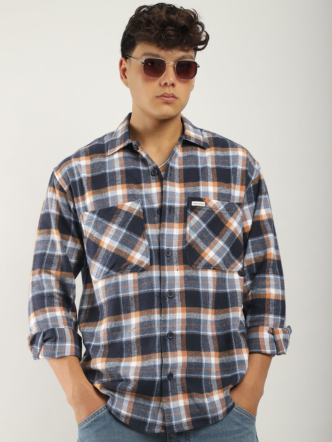 Grafton Brushed Sky Blue Check Full Sleeve Shirt