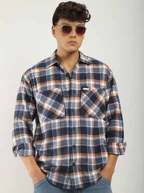 Grafton Brushed Sky Blue Check Full Sleeve Shirt