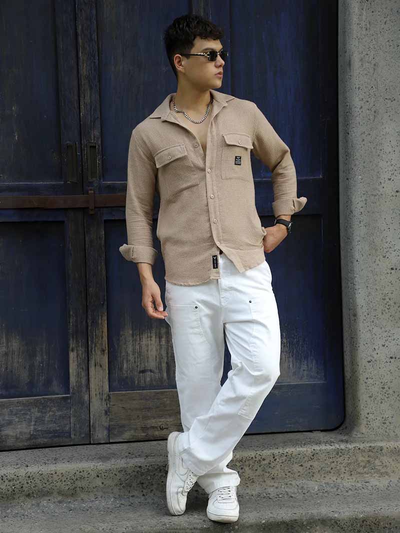British Vintage Beige Full Sleeve Shirt