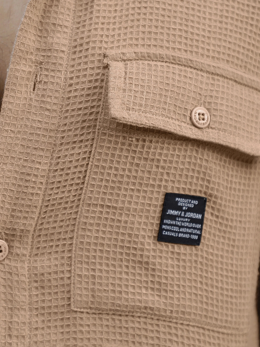 Tuscan Almond Brown Texture Full Sleeve Shirt