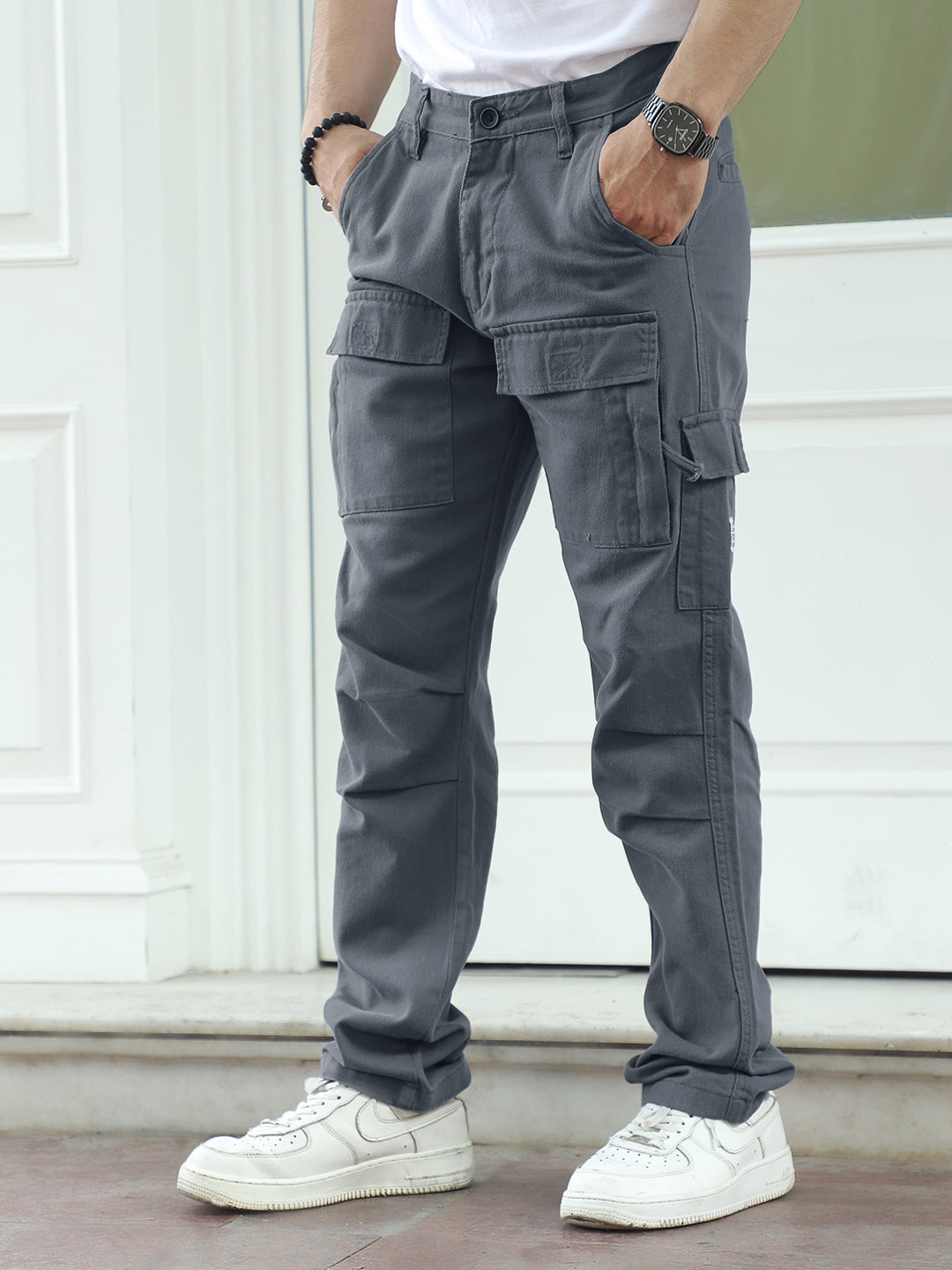 Riverside Ash Grey Cotton Plus Size Cargo