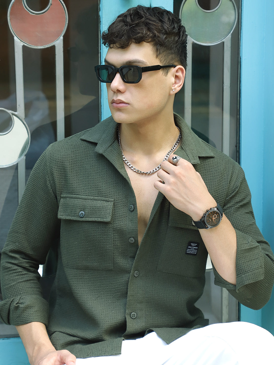 British Vintage Olive Full Sleeve Shirt