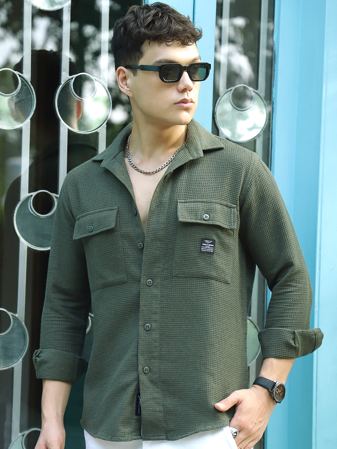 British Vintage Olive Full Sleeve Shirt