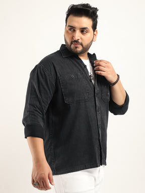 Fabric Lorenzo Sulphur Black Plus Size Shirt