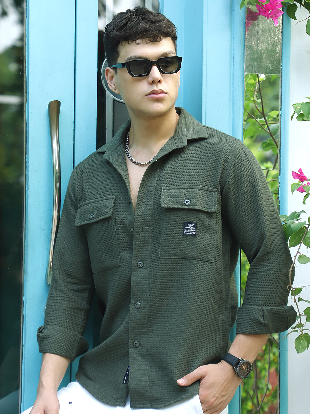 British Vintage Olive Full Sleeve Shirt