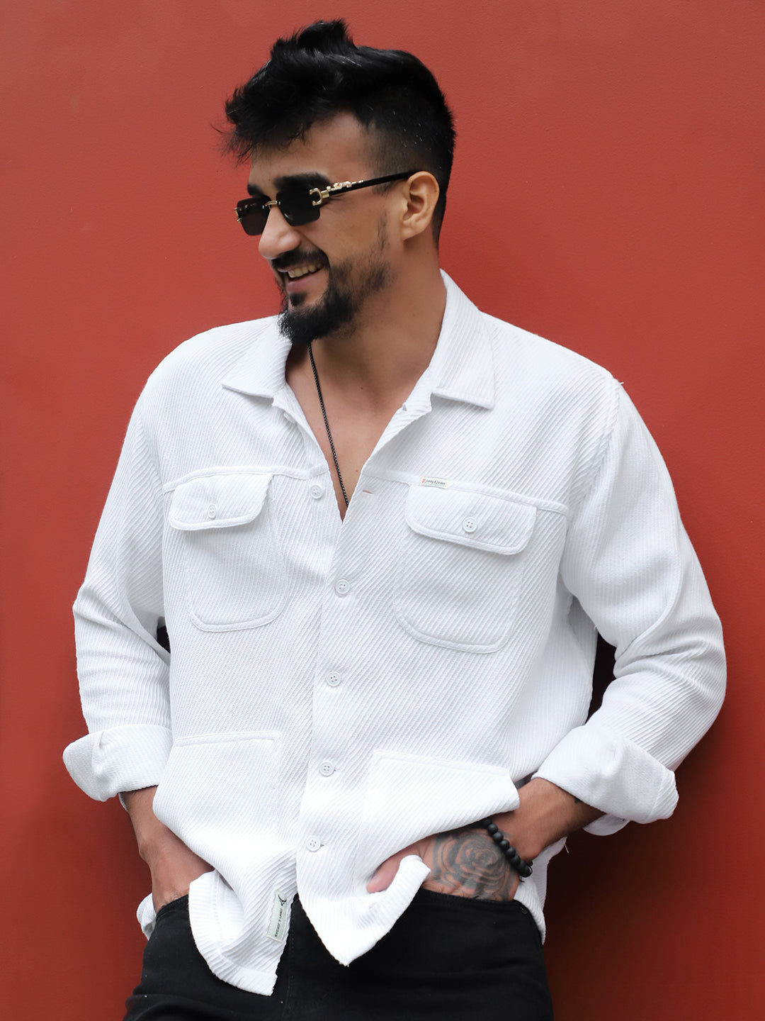 Earthcore Textured White Shacket