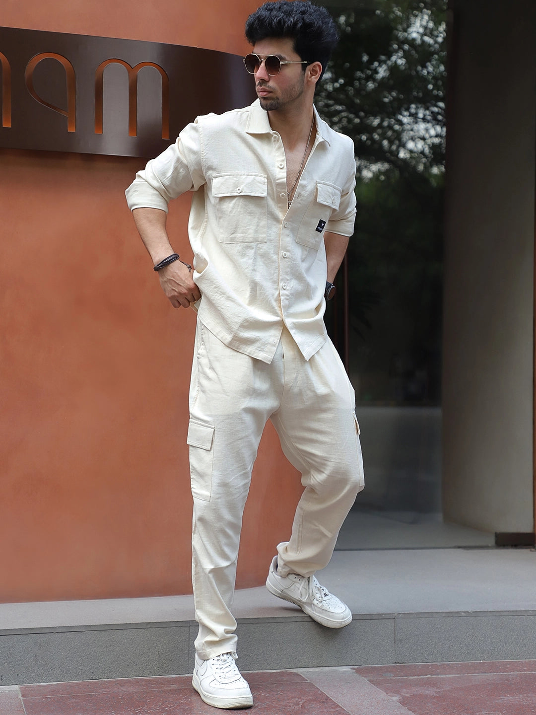 Linen Atlanta Cream Cargo Co-Ord Set