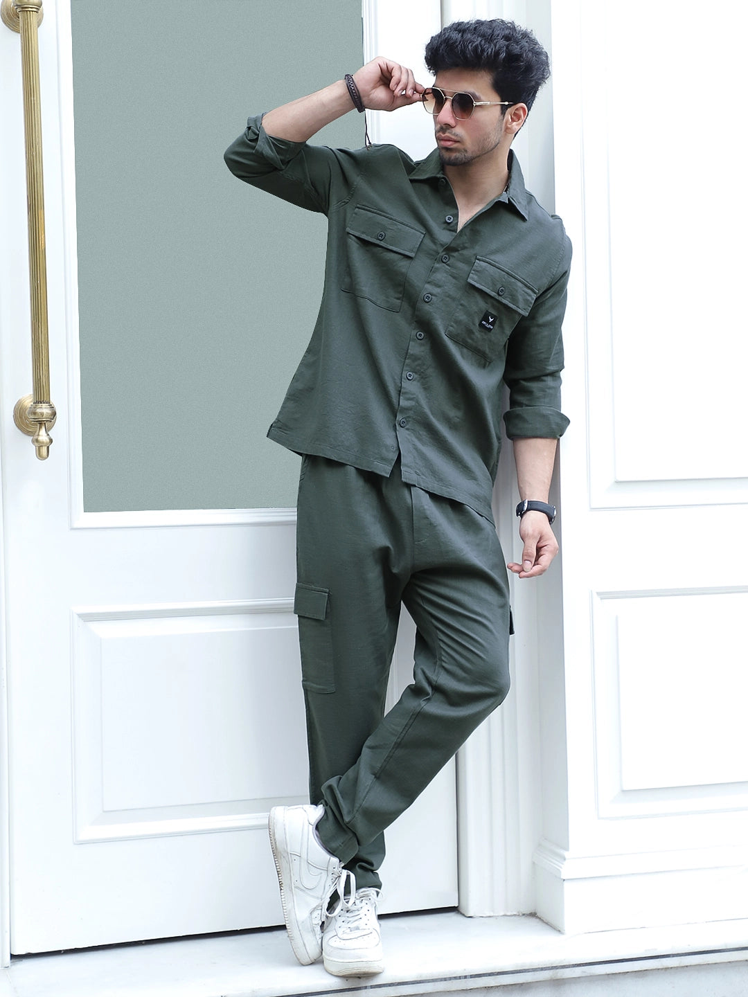 Linen Atlanta Olive Cargo Co-Ord Set