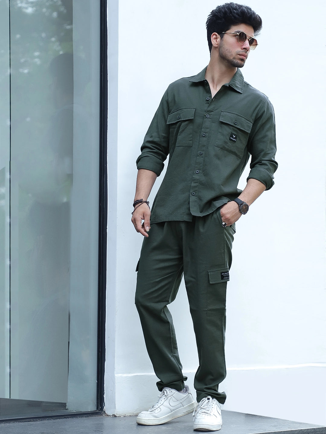 Linen Atlanta Olive Cargo Co-Ord Set