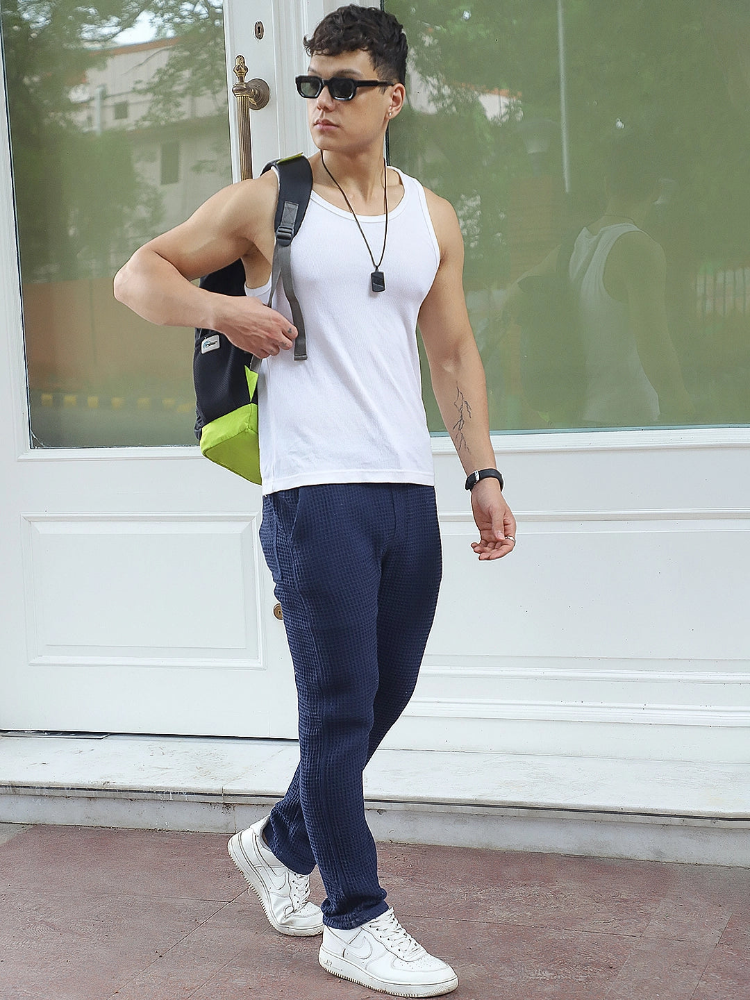Mosslane Navy Blue Linen Trouser