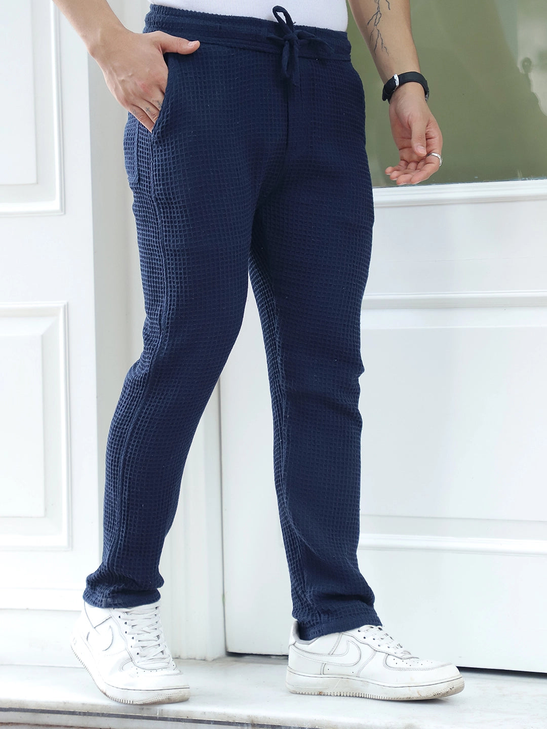 Mosslane Navy Blue Linen Trouser