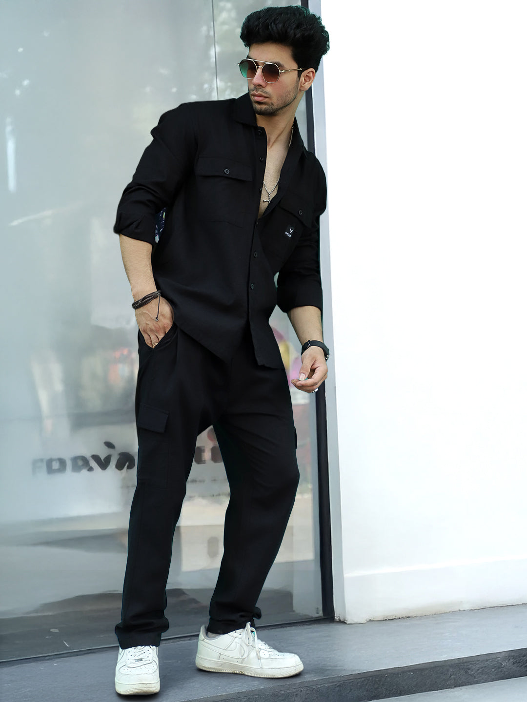 Linen Atlanta Black Cargo Co-Ord Set