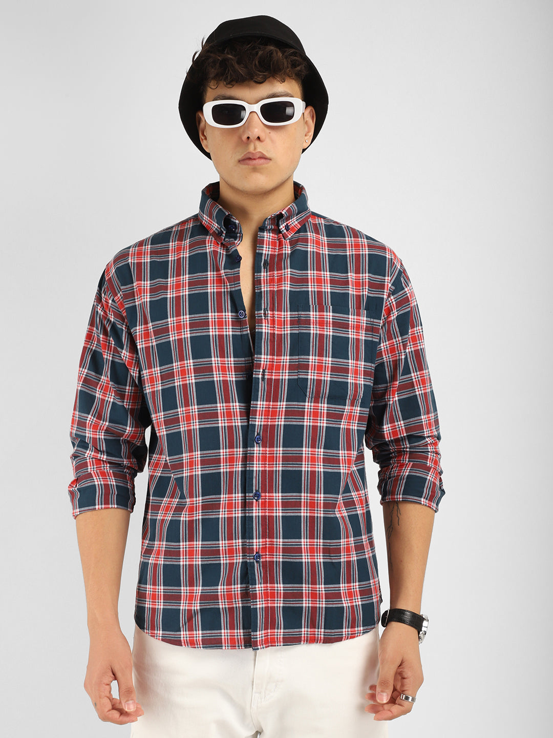 Louis Navy Check Full Sleeves Shirt