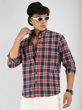 Louis Navy Check Full Sleeves Shirt