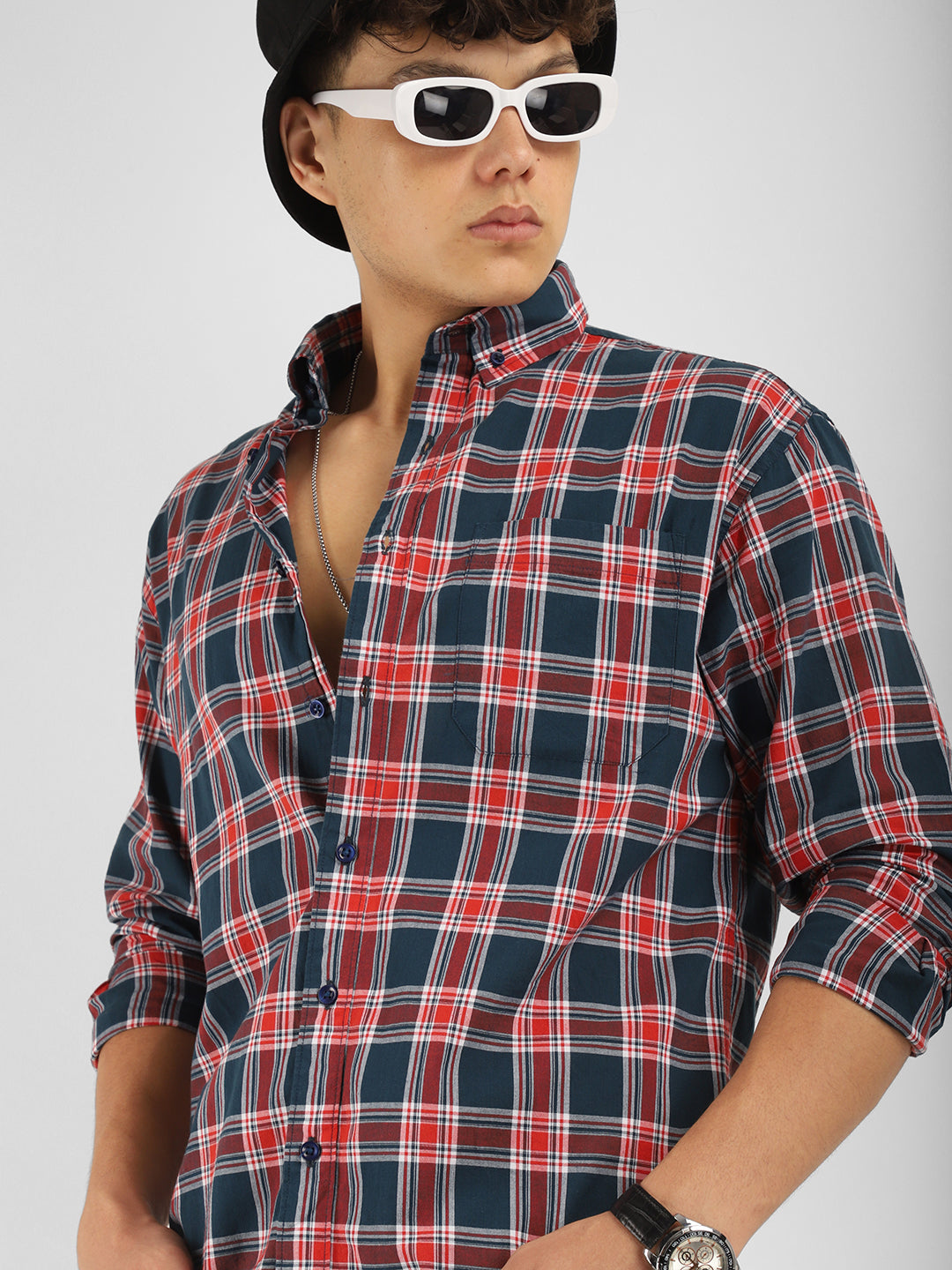 Louis Navy Check Full Sleeves Shirt